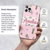 Cute Panda Bear with Bamboo Leaves Floral Pattern Custom Name Protective Phone Case Mobile Cover Durable Everyday Smartphone Shock Resistant