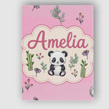 Personalised Name Cute Panda Bear with Custom  Modern Room Accent Elegant Feature Canvas Wall Art Print Decor Picture Ready to Hang