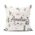 Custom Name Cute Panda Bear with Bamboo Leaves Floral Light Grey Square Filled Cushion Throw Pillow Sofa Bed Home Decor Zip Washable UK Made
