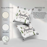 Custom Name Cute Panda Bear with Bamboo Leaves Floral Light Grey Square Filled Cushion Throw Pillow Sofa Bed Home Decor Zip Washable UK Made