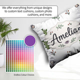 Custom Name Cute Panda Bear with Bamboo Leaves Floral Light Grey Square Filled Cushion Throw Pillow Sofa Bed Home Decor Zip Washable UK Made
