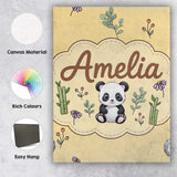 Personalised Name Cute Panda Bear with Custom  Modern Room Accent Elegant Feature Canvas Wall Art Print Decor Picture Ready to Hang