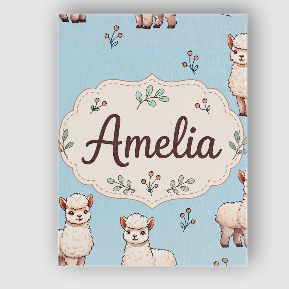 Personalised Name Cute Alpaca Llama Farm Custom  Unique Gift Idea Elegant Feature Canvas Wall Art Print Decor Picture Ready to Hang