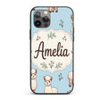 Cute Alpaca Llama Farm Animals Floral Seamless Custom Name Protective Phone Case Mobile Cover Durable Everyday Smartphone Shock Resistant