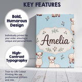 Personalised Name Cute Alpaca Llama Farm Custom  Unique Gift Idea Elegant Feature Canvas Wall Art Print Decor Picture Ready to Hang