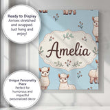 Personalised Name Cute Alpaca Llama Farm Custom  Unique Gift Idea Elegant Feature Canvas Wall Art Print Decor Picture Ready to Hang