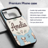 Cute Alpaca Llama Farm Animals Floral Seamless Custom Name Protective Phone Case Mobile Cover Durable Everyday Smartphone Shock Resistant