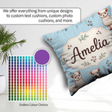 Custom Name Cute Alpaca Llama Farm Animals Seamless Pattern Blue Square Filled Cushion Throw Pillow Sofa Bed Home Decor Zip Washable UK Made