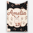 Cute Alpaca Llama Farm Animals Floral Seamless Pattern Black Lovely  Personalised Custom Name Super Soft Fleece Blanket Bed Sofa Throw