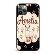 Cute Alpaca Llama Farm Animals Floral Seamless Custom Name Protective Phone Case Mobile Cover Durable Everyday Smartphone Shock Resistant