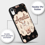 Cute Alpaca Llama Farm Animals Floral Seamless Custom Name Protective Phone Case Mobile Cover Durable Everyday Smartphone Shock Resistant