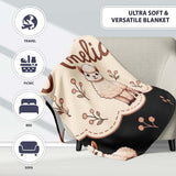 Cute Alpaca Llama Farm Animals Floral Seamless Pattern Black Lovely  Personalised Custom Name Super Soft Fleece Blanket Bed Sofa Throw