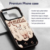 Cute Alpaca Llama Farm Animals Floral Seamless Custom Name Protective Phone Case Mobile Cover Durable Everyday Smartphone Shock Resistant