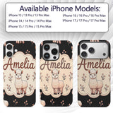 Cute Alpaca Llama Farm Animals Floral Seamless Custom Name Protective Phone Case Mobile Cover Durable Everyday Smartphone Shock Resistant
