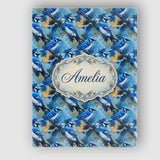 Personalised Name Blue Jay Bird Artistic Foliage Painterly Botanical Custom  Home Canvas Wall Art Print Decor Picture Ready to Hang