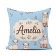Custom Name Alpaca Farm Animals Floral Seamless Pattern Sky Blue Square Filled Cushion Throw Pillow Sofa Bed Home Decor Zip Washable UK Made
