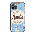 Cute Alpaca Llama Farm Animals Floral Seamless Custom Name Protective Phone Case Mobile Cover Durable Everyday Smartphone Shock Resistant