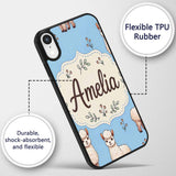 Cute Alpaca Llama Farm Animals Floral Seamless Custom Name Protective Phone Case Mobile Cover Durable Everyday Smartphone Shock Resistant