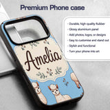 Cute Alpaca Llama Farm Animals Floral Seamless Custom Name Protective Phone Case Mobile Cover Durable Everyday Smartphone Shock Resistant