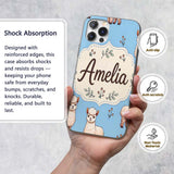 Cute Alpaca Llama Farm Animals Floral Seamless Custom Name Protective Phone Case Mobile Cover Durable Everyday Smartphone Shock Resistant