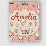 Personalised Name Cute Alpaca Llama Farm Custom  Unique Gift Idea Elegant Feature Canvas Wall Art Print Decor Picture Ready to Hang