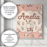 Personalised Name Cute Alpaca Llama Farm Custom  Unique Gift Idea Elegant Feature Canvas Wall Art Print Decor Picture Ready to Hang