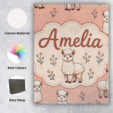 Personalised Name Cute Alpaca Llama Farm Custom  Unique Gift Idea Elegant Feature Canvas Wall Art Print Decor Picture Ready to Hang
