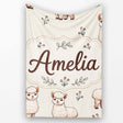 Cute Alpaca Llama Farm Animals Floral Seamless Pattern Cream Lovely  Personalised Custom Name Super Soft Fleece Blanket Bed Sofa Throw