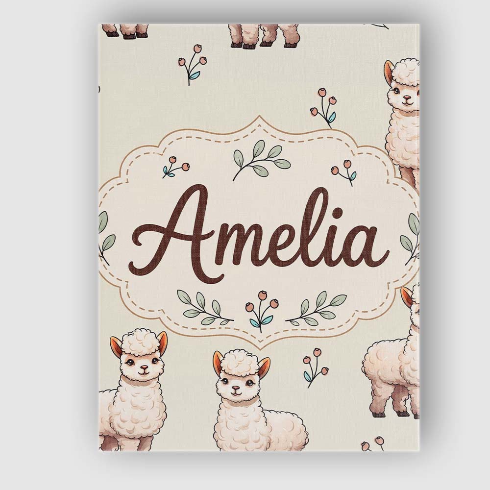 Personalised Name Cute Alpaca Llama Farm Custom  Unique Gift Idea Elegant Feature Canvas Wall Art Print Decor Picture Ready to Hang