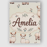 Personalised Name Cute Alpaca Llama Farm Custom  Unique Gift Idea Elegant Feature Canvas Wall Art Print Decor Picture Ready to Hang