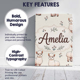 Personalised Name Cute Alpaca Llama Farm Custom  Unique Gift Idea Elegant Feature Canvas Wall Art Print Decor Picture Ready to Hang