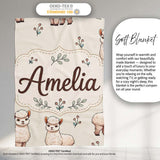 Cute Alpaca Llama Farm Animals Floral Seamless Pattern Cream Lovely  Personalised Custom Name Super Soft Fleece Blanket Bed Sofa Throw