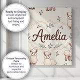 Personalised Name Cute Alpaca Llama Farm Custom  Unique Gift Idea Elegant Feature Canvas Wall Art Print Decor Picture Ready to Hang