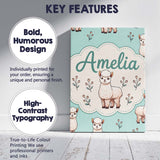 Personalised Name Cute Alpaca Llama Farm Custom  Unique Gift Idea Elegant Feature Canvas Wall Art Print Decor Picture Ready to Hang