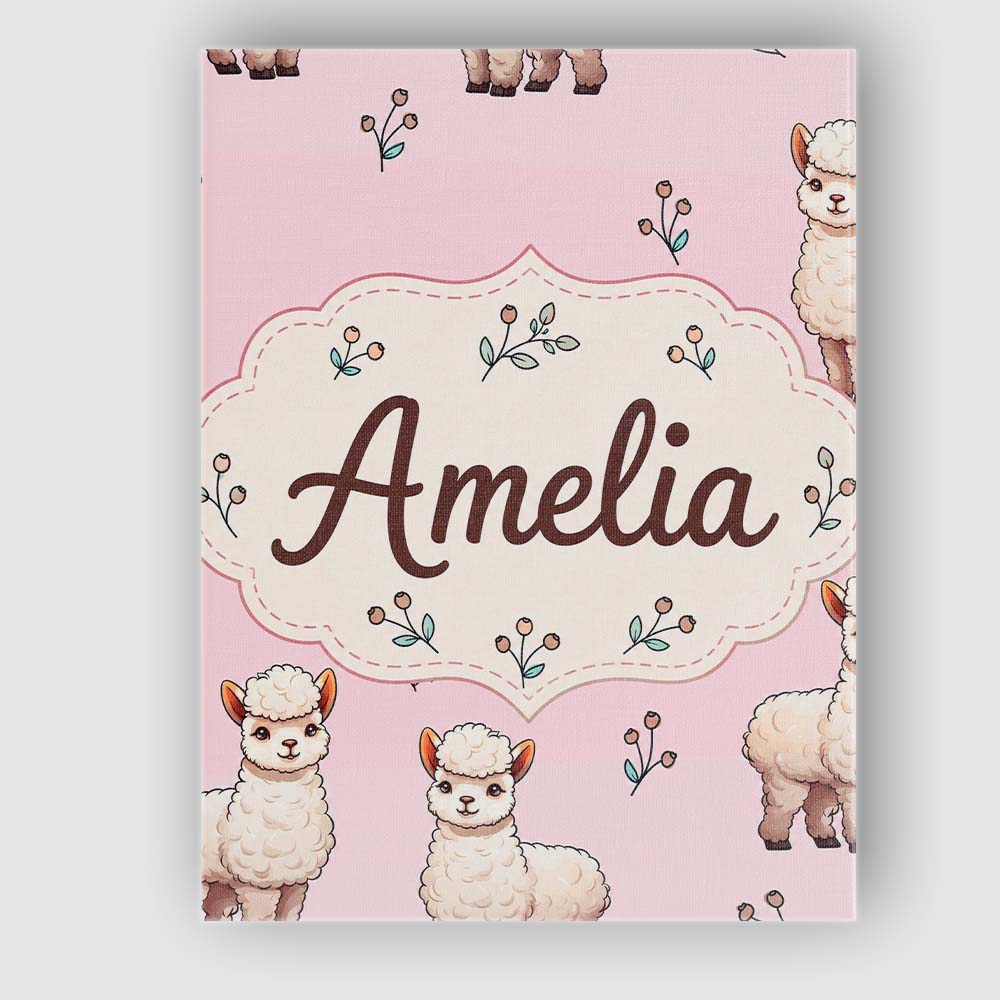 Personalised Name Cute Alpaca Llama Farm Custom  Unique Gift Idea Elegant Feature Canvas Wall Art Print Decor Picture Ready to Hang