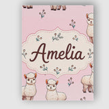 Personalised Name Cute Alpaca Llama Farm Custom  Unique Gift Idea Elegant Feature Canvas Wall Art Print Decor Picture Ready to Hang