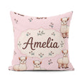 Custom Name Alpaca Llama Farm Animals Floral Seamless Blush Pink Square Filled Cushion Throw Pillow Sofa Bed Home Decor Zip Washable UK Made