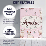Personalised Name Cute Alpaca Llama Farm Custom  Unique Gift Idea Elegant Feature Canvas Wall Art Print Decor Picture Ready to Hang