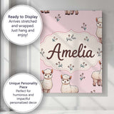 Personalised Name Cute Alpaca Llama Farm Custom  Unique Gift Idea Elegant Feature Canvas Wall Art Print Decor Picture Ready to Hang