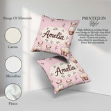 Custom Name Alpaca Llama Farm Animals Floral Seamless Blush Pink Square Filled Cushion Throw Pillow Sofa Bed Home Decor Zip Washable UK Made