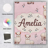 Personalised Name Cute Alpaca Llama Farm Custom  Unique Gift Idea Elegant Feature Canvas Wall Art Print Decor Picture Ready to Hang