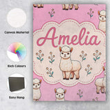 Personalised Name Cute Alpaca Llama Farm Custom  Unique Gift Idea Elegant Feature Canvas Wall Art Print Decor Picture Ready to Hang