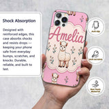 Cute Alpaca Llama Farm Animals Floral Seamless Custom Name Protective Phone Case Mobile Cover Durable Everyday Smartphone Shock Resistant