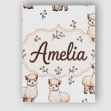 Personalised Name Cute Alpaca Llama Farm Custom  Unique Gift Idea Elegant Feature Canvas Wall Art Print Decor Picture Ready to Hang