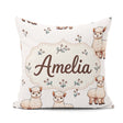 Custom Name Alpaca Llama Farm Animals Floral Seamless Light Grey Square Filled Cushion Throw Pillow Sofa Bed Home Decor Zip Washable UK Made