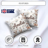 Custom Name Alpaca Llama Farm Animals Floral Seamless Light Grey Square Filled Cushion Throw Pillow Sofa Bed Home Decor Zip Washable UK Made