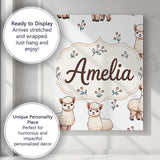 Personalised Name Cute Alpaca Llama Farm Custom  Unique Gift Idea Elegant Feature Canvas Wall Art Print Decor Picture Ready to Hang