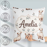 Custom Name Alpaca Llama Farm Animals Floral Seamless Light Grey Square Filled Cushion Throw Pillow Sofa Bed Home Decor Zip Washable UK Made
