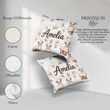 Custom Name Alpaca Llama Farm Animals Floral Seamless Light Grey Square Filled Cushion Throw Pillow Sofa Bed Home Decor Zip Washable UK Made