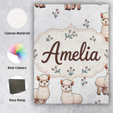 Personalised Name Cute Alpaca Llama Farm Custom  Unique Gift Idea Elegant Feature Canvas Wall Art Print Decor Picture Ready to Hang